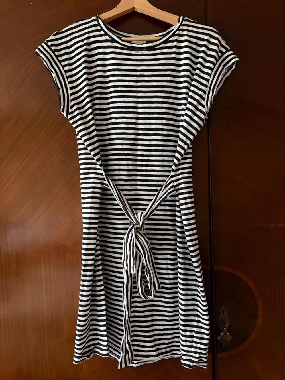 J.Crew Striped Tie-Front Casual Dress in Black and White